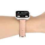 スリムクロコダイルレザーウォッチバンド、Apple Watch Series 4 44mm用、Apple Watch Series 4 40mm用、Apple Watch Series 3 38mm用、Apple Watch Series 3 42mm用、Apple Watch Series 2 42mm用、Apple Watch Series 2 38mm用