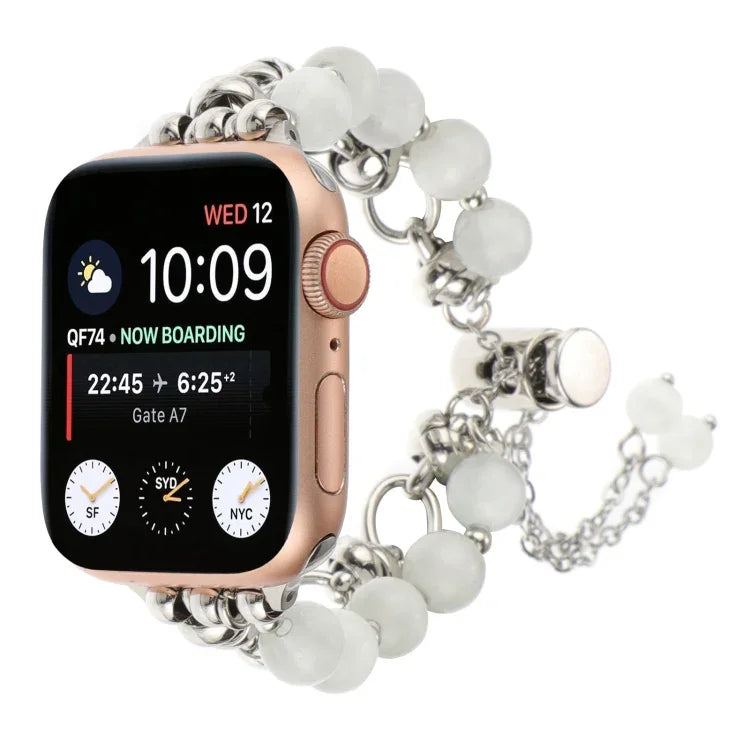 パールチェーン メタルブレスレットウォッチバンド、Apple Watch Series 5 44mm用、Apple Watch Series 5 40mm用、Apple Watch Series 4 44mm用、Apple Watch Series 4 40mm用、Apple Watch Series 3 38mm用、Apple Watch Series 3 42mm用、Apple Watch Series 2 42mm用