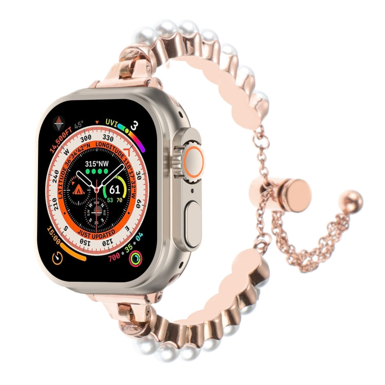 パールブレスレットメタルウォッチバンド、Apple Watch SE 2023 44mm用、Apple Watch SE 2023 40mm用、Apple Watch Ultra 2 49mm用、Apple Watch Series 9 45mm用、Apple Watch Series 9 41mm用、Apple Watch Ultra 49mm用、Apple Watch Series 8 41mm用