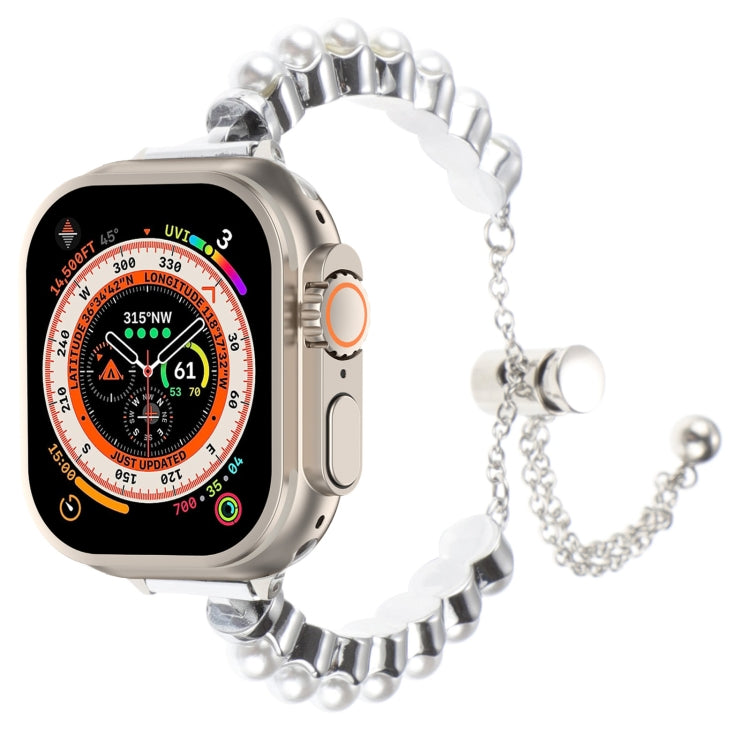 パールブレスレットメタルウォッチバンド、Apple Watch SE 2023 44mm用、Apple Watch SE 2023 40mm用、Apple Watch Ultra 2 49mm用、Apple Watch Series 9 45mm用、Apple Watch Series 9 41mm用、Apple Watch Ultra 49mm用、Apple Watch Series 8 41mm用