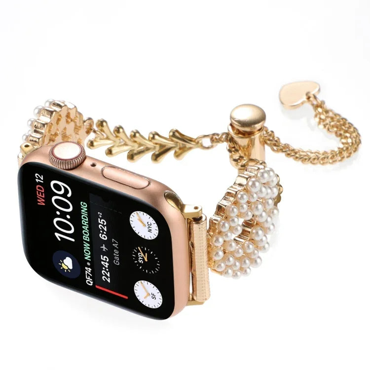 パールラウンド 亜鉛合金チェーンメタルウォッチバンド、Apple Watch 42mm用、Apple Watch 38mm用