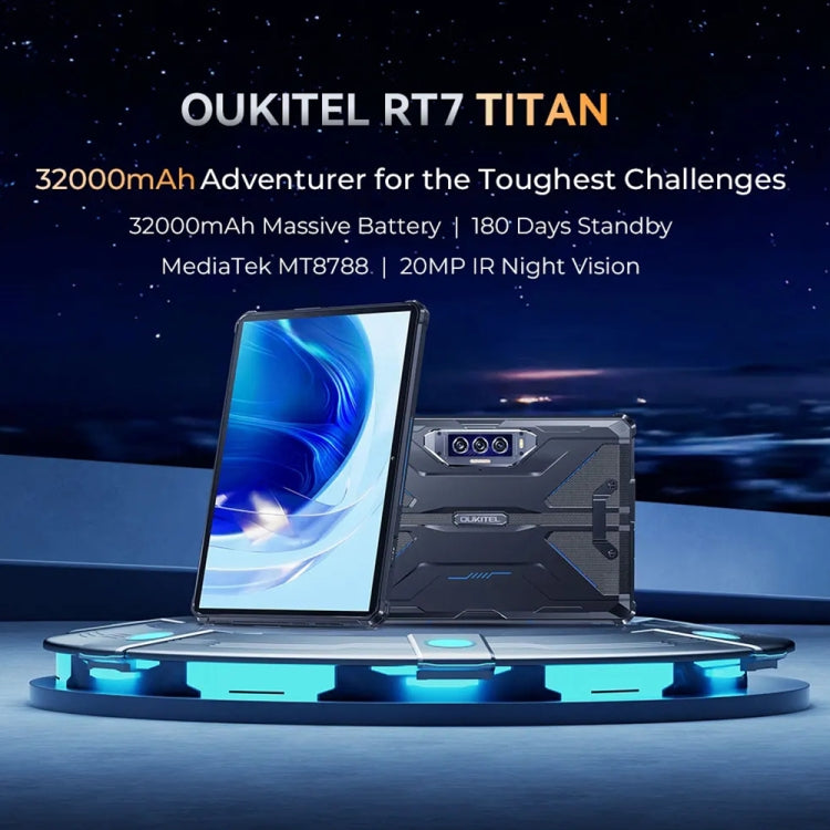 OUKITEL RT7 TITAN 4G ネットワーク IP68/IP69K 耐衝撃タブレット、10.1インチ Android 13 MediaTek MT8788 オクタコア デュアルSIM対応、EUプラグ、RT7 4G 8GB+256GB