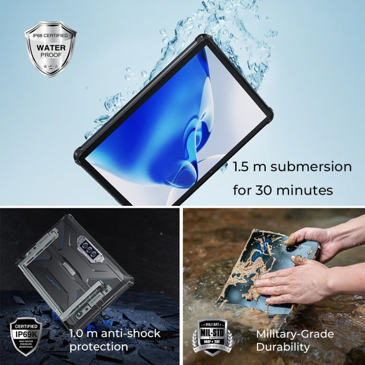 OUKITEL RT7 TITAN 4G ネットワーク IP68/IP69K 耐衝撃タブレット、10.1インチ Android 13 MediaTek MT8788 オクタコア デュアルSIM対応、EUプラグ、RT7 4G 8GB+256GB