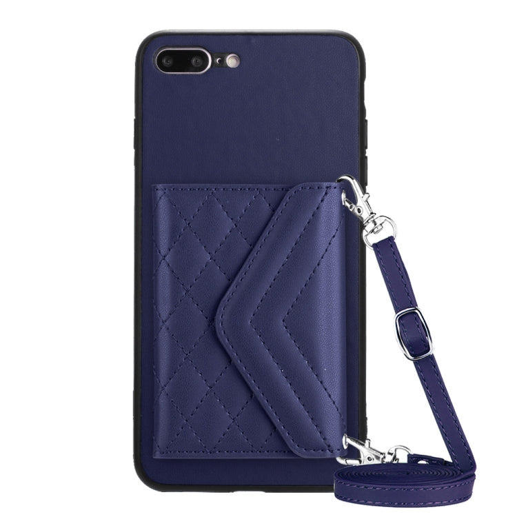 ひし形テクスチャーカードバッグ RFID スマホケース 長いストラップ付き、iPhone 12 mini 用、iPhone 11 Pro Max 用、iPhone 11 用、iPhone 11 Pro 用、iPhone XS / X 用、iPhone XR 用、iPhone XS Max 用、iPhone 8 Plus / 7 Plus 用