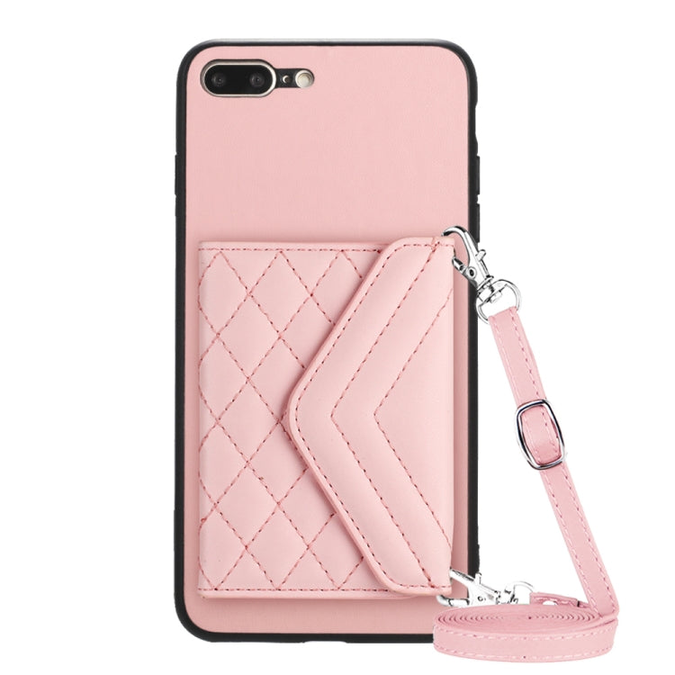 ひし形テクスチャーカードバッグ RFID スマホケース 長いストラップ付き、iPhone 12 mini 用、iPhone 11 Pro Max 用、iPhone 11 用、iPhone 11 Pro 用、iPhone XS / X 用、iPhone XR 用、iPhone XS Max 用、iPhone 8 Plus / 7 Plus 用