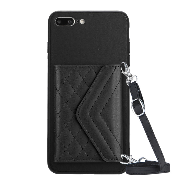 ひし形テクスチャーカードバッグ RFID スマホケース 長いストラップ付き、iPhone 12 mini 用、iPhone 11 Pro Max 用、iPhone 11 用、iPhone 11 Pro 用、iPhone XS / X 用、iPhone XR 用、iPhone XS Max 用、iPhone 8 Plus / 7 Plus 用