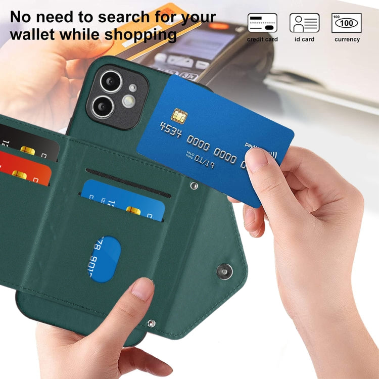 ひし形テクスチャーカードバッグ RFID スマホケース 長いストラップ付き、iPhone 12 mini 用、iPhone 11 Pro Max 用、iPhone 11 用、iPhone 11 Pro 用、iPhone XS / X 用、iPhone XR 用、iPhone XS Max 用、iPhone 8 Plus / 7 Plus 用