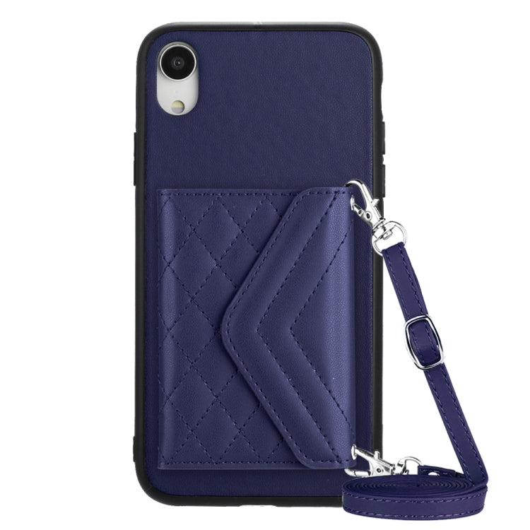 ひし形テクスチャーカードバッグ RFID スマホケース 長いストラップ付き、iPhone 12 mini 用、iPhone 11 Pro Max 用、iPhone 11 用、iPhone 11 Pro 用、iPhone XS / X 用、iPhone XR 用、iPhone XS Max 用、iPhone 8 Plus / 7 Plus 用