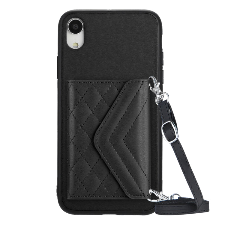 ひし形テクスチャーカードバッグ RFID スマホケース 長いストラップ付き、iPhone 12 mini 用、iPhone 11 Pro Max 用、iPhone 11 用、iPhone 11 Pro 用、iPhone XS / X 用、iPhone XR 用、iPhone XS Max 用、iPhone 8 Plus / 7 Plus 用