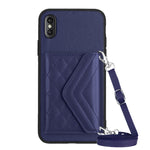 ひし形テクスチャーカードバッグ RFID スマホケース 長いストラップ付き、iPhone 12 mini 用、iPhone 11 Pro Max 用、iPhone 11 用、iPhone 11 Pro 用、iPhone XS / X 用、iPhone XR 用、iPhone XS Max 用、iPhone 8 Plus / 7 Plus 用