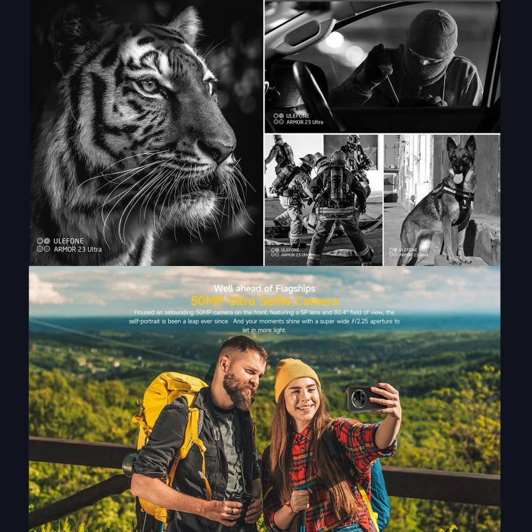 Ulefone Armor 23 Ultra 頑丈スマホ、6.78インチ Android 13 MediaTek Dimensity 8020 オクタコア 最大2.6GHz、ネットワーク：5G、NFC、OTG、衛星メッセージング、12GB+512GB