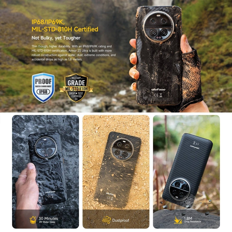 Ulefone Armor 23 Ultra 頑丈スマホ、6.78インチ Android 13 MediaTek Dimensity 8020 オクタコア 最大2.6GHz、ネットワーク：5G、NFC、OTG、衛星メッセージング、12GB+512GB