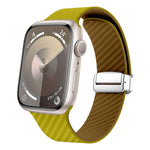 カーボンファイバー磁気シルバーバックルウォッチバンド、Apple Watch Series 9 45mm用、Apple Watch Series 9 41mm用、Apple Watch Ultra 49mm用