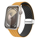 カーボンファイバー磁気シルバーバックルウォッチバンド、Apple Watch Series 9 45mm用、Apple Watch Series 9 41mm用、Apple Watch Ultra 49mm用