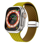 カーボンファイバー磁気シルバーバックルウォッチバンド、Apple Watch Series 9 45mm用、Apple Watch Series 9 41mm用、Apple Watch Ultra 49mm用
