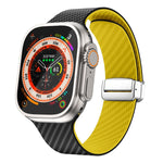 カーボンファイバー磁気シルバーバックルウォッチバンド、Apple Watch Series 9 45mm用、Apple Watch Series 9 41mm用、Apple Watch Ultra 49mm用