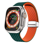 カーボンファイバー磁気シルバーバックルウォッチバンド、Apple Watch Series 9 45mm用、Apple Watch Series 9 41mm用、Apple Watch Ultra 49mm用