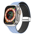 カーボンファイバー磁気シルバーバックルウォッチバンド、Apple Watch Series 9 45mm用、Apple Watch Series 9 41mm用、Apple Watch Ultra 49mm用