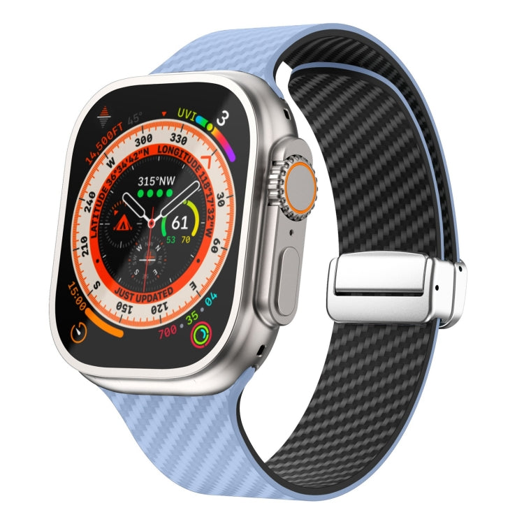 カーボンファイバー磁気シルバーバックルウォッチバンド、Apple Watch Series 9 45mm用、Apple Watch Series 9 41mm用、Apple Watch Ultra 49mm用