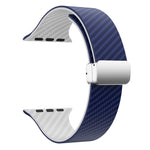 カーボンファイバー磁気シルバーバックルウォッチバンド、Apple Watch 42mm用、Apple Watch 38mm用