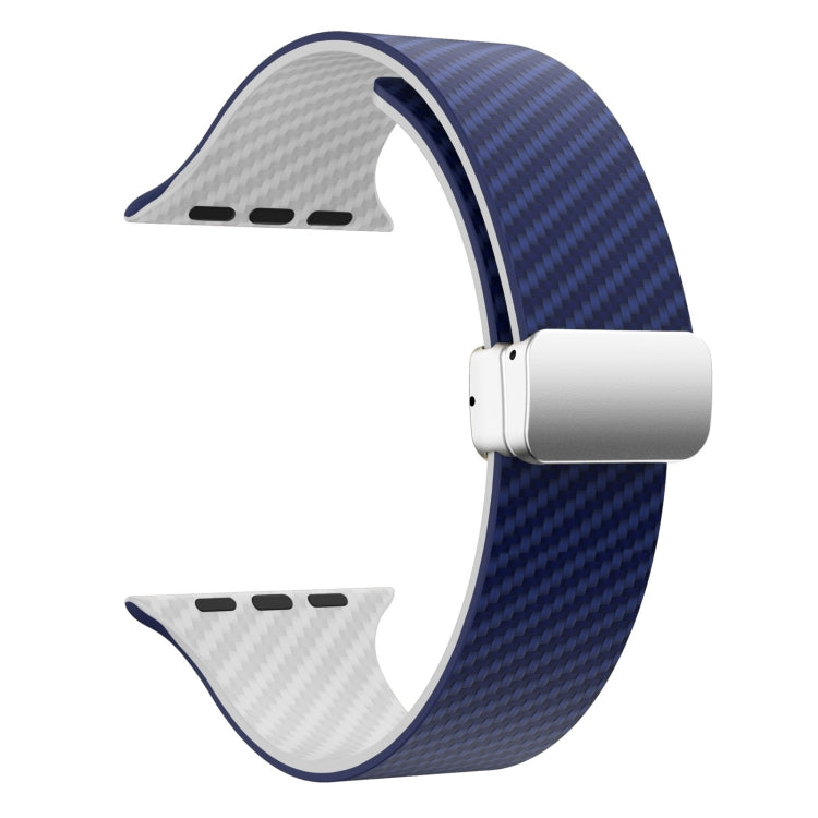 カーボンファイバー磁気シルバーバックルウォッチバンド、Apple Watch 42mm用、Apple Watch 38mm用
