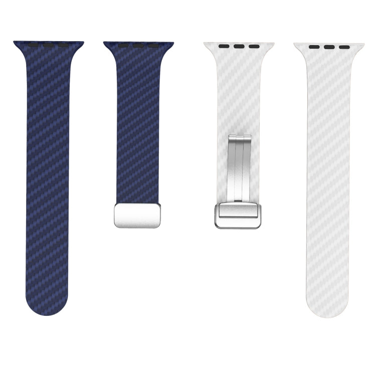 カーボンファイバー磁気シルバーバックルウォッチバンド、Apple Watch 42mm用、Apple Watch 38mm用