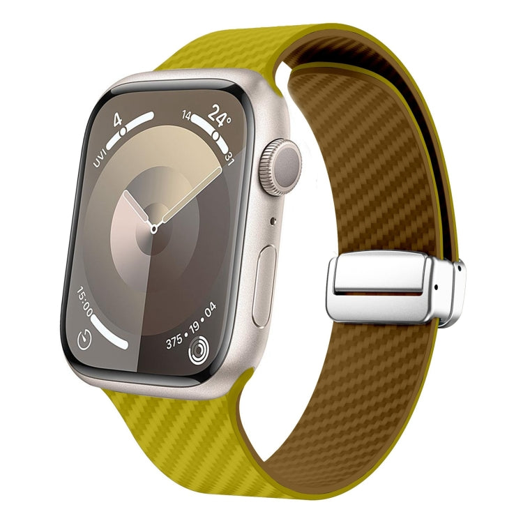 カーボンファイバー磁気シルバーバックルウォッチバンド、Apple Watch 42mm用、Apple Watch 38mm用