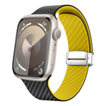 カーボンファイバー磁気シルバーバックルウォッチバンド、Apple Watch 42mm用、Apple Watch 38mm用