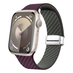カーボンファイバー磁気シルバーバックルウォッチバンド、Apple Watch 42mm用、Apple Watch 38mm用
