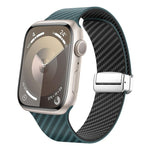 カーボンファイバー磁気シルバーバックルウォッチバンド、Apple Watch 42mm用、Apple Watch 38mm用
