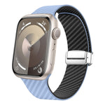 カーボンファイバー磁気シルバーバックルウォッチバンド、Apple Watch 42mm用、Apple Watch 38mm用