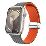 カーボンファイバー磁気シルバーバックルウォッチバンド、Apple Watch 42mm用、Apple Watch 38mm用