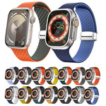 カーボンファイバー磁気シルバーバックルウォッチバンド、Apple Watch Series 9 45mm用、Apple Watch Series 9 41mm用、Apple Watch Ultra 49mm用
