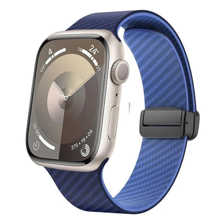 カーボンファイバー磁気ブラックバックルウォッチバンド、Apple Watch 42mm用、Apple Watch 38mm用