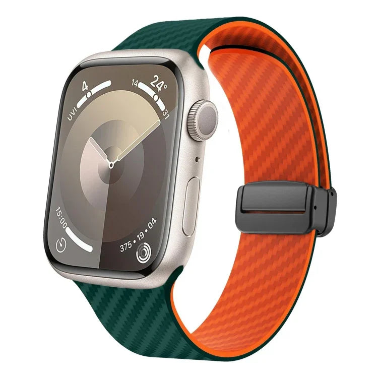 カーボンファイバー磁気ブラックバックルウォッチバンド、Apple Watch 42mm用、Apple Watch 38mm用