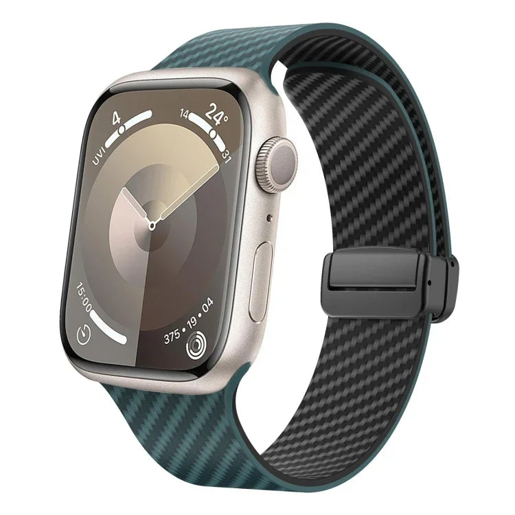 カーボンファイバー磁気ブラックバックルウォッチバンド、Apple Watch 42mm用、Apple Watch 38mm用