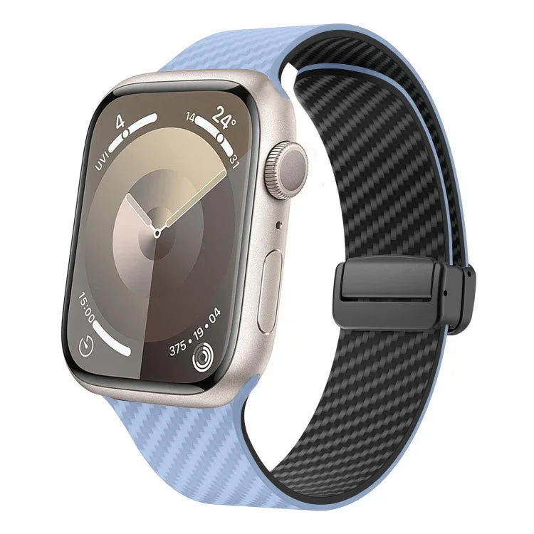 カーボンファイバー磁気ブラックバックルウォッチバンド、Apple Watch 42mm用、Apple Watch 38mm用
