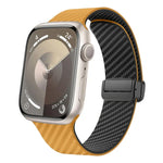 カーボンファイバー磁気ブラックバックルウォッチバンド、Apple Watch 42mm用、Apple Watch 38mm用
