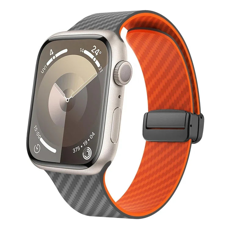 カーボンファイバー磁気ブラックバックルウォッチバンド、Apple Watch 42mm用、Apple Watch 38mm用