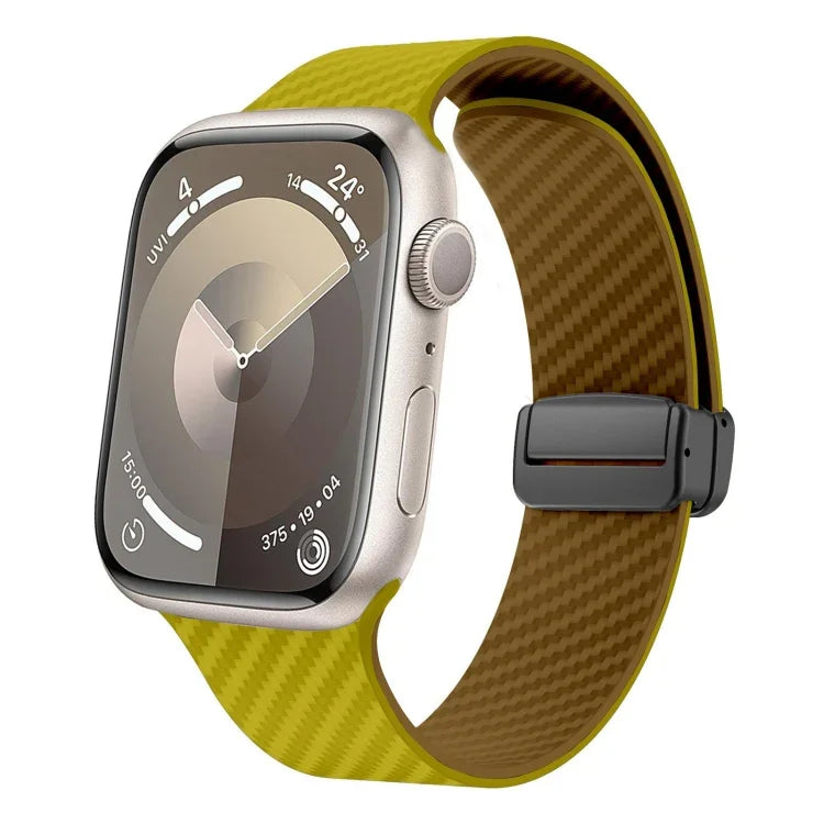 カーボンファイバー磁気ブラックバックルウォッチバンド、Apple Watch 42mm用、Apple Watch 38mm用