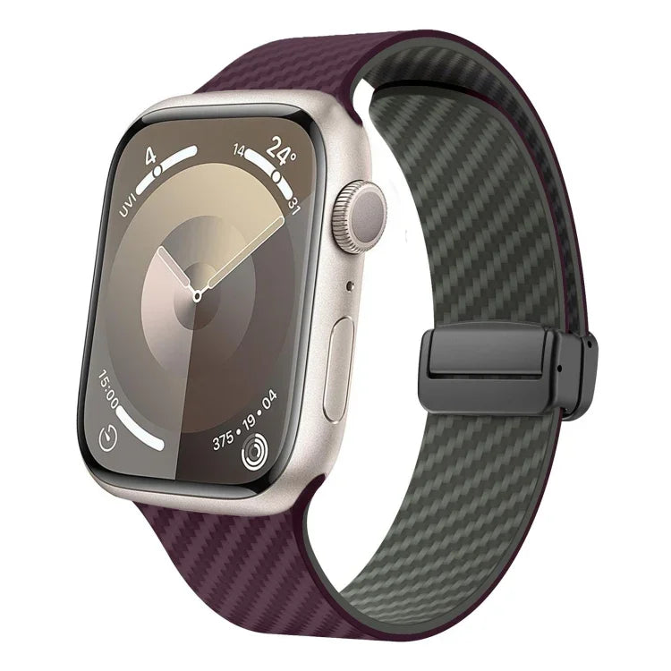 カーボンファイバー磁気ブラックバックルウォッチバンド、Apple Watch 42mm用、Apple Watch 38mm用