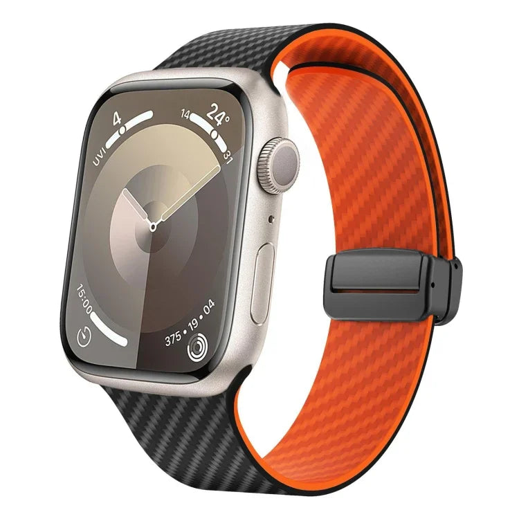 カーボンファイバー磁気ブラックバックルウォッチバンド、Apple Watch 42mm用、Apple Watch 38mm用