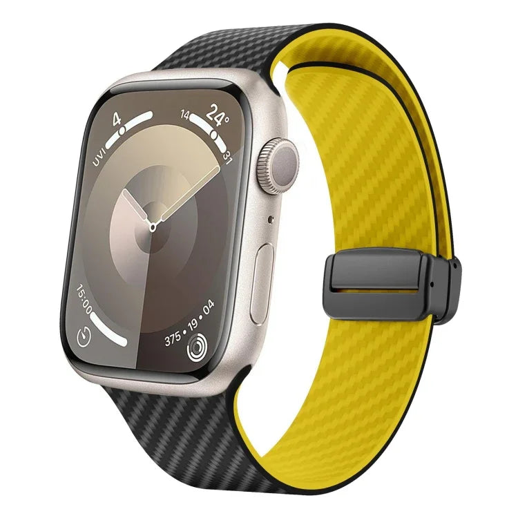 カーボンファイバー磁気ブラックバックルウォッチバンド、Apple Watch 42mm用、Apple Watch 38mm用