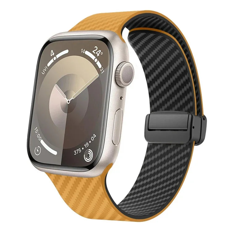 カーボンファイバー磁気ブラックバックルウォッチバンド、Apple Watch 42mm用、Apple Watch 38mm用
