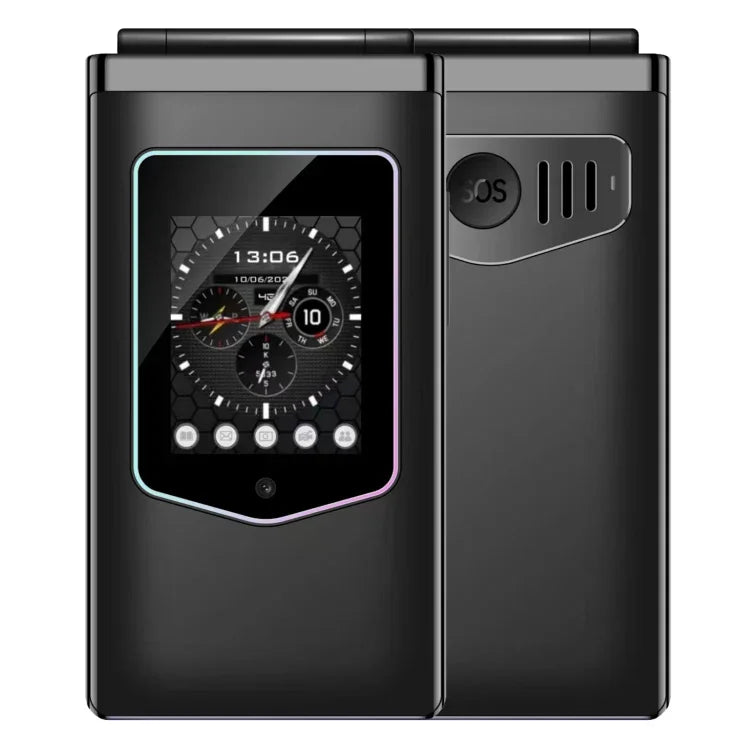 HAMTOD T8 4G 折りたたみ式携帯電話、2.8インチ + 1.77インチ、VoLTE、BT、SOS、OTG、EU版