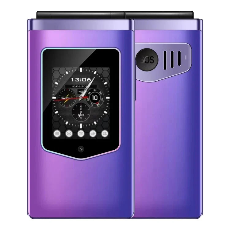 HAMTOD T8 4G 折りたたみ式携帯電話、2.8インチ + 1.77インチ、VoLTE、BT、SOS、OTG、EU版