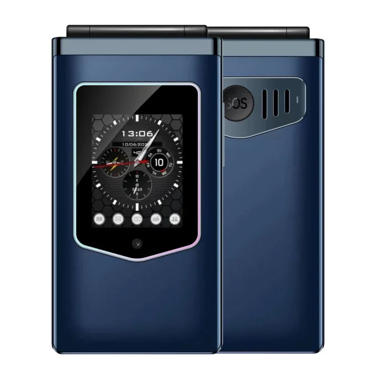 HAMTOD T8 4G 折りたたみ式携帯電話、2.8インチ + 1.77インチ、VoLTE、BT、SOS、OTG、EU版