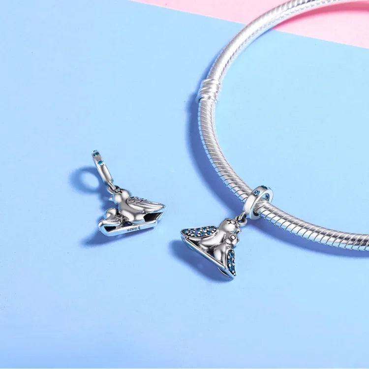S925シルバー インレイブルージェム バードブレスレットアクセサリー
