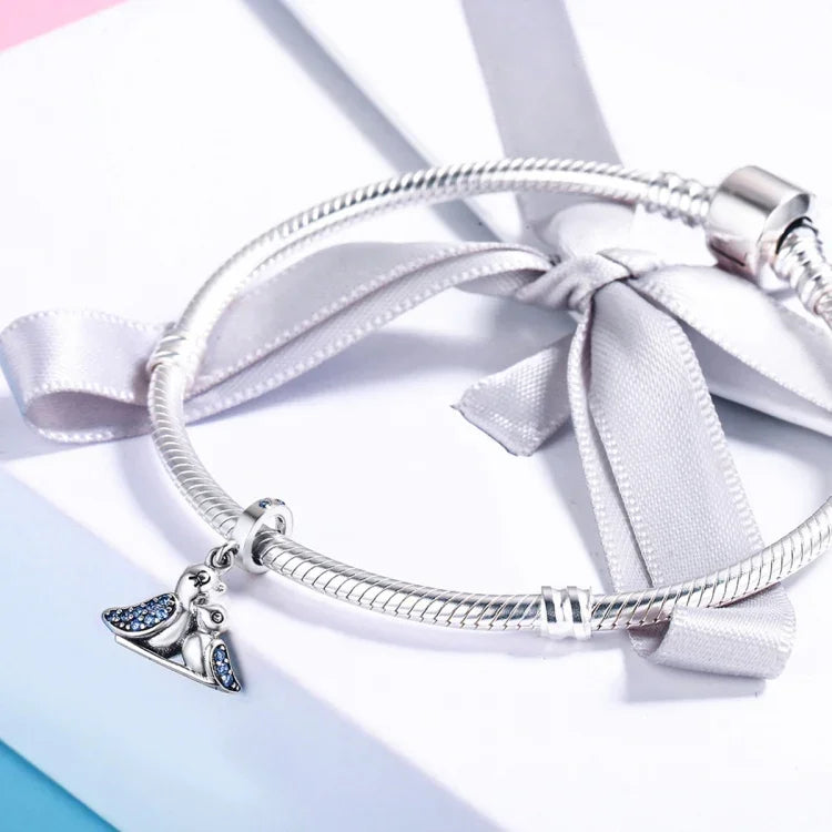 S925シルバー インレイブルージェム バードブレスレットアクセサリー
