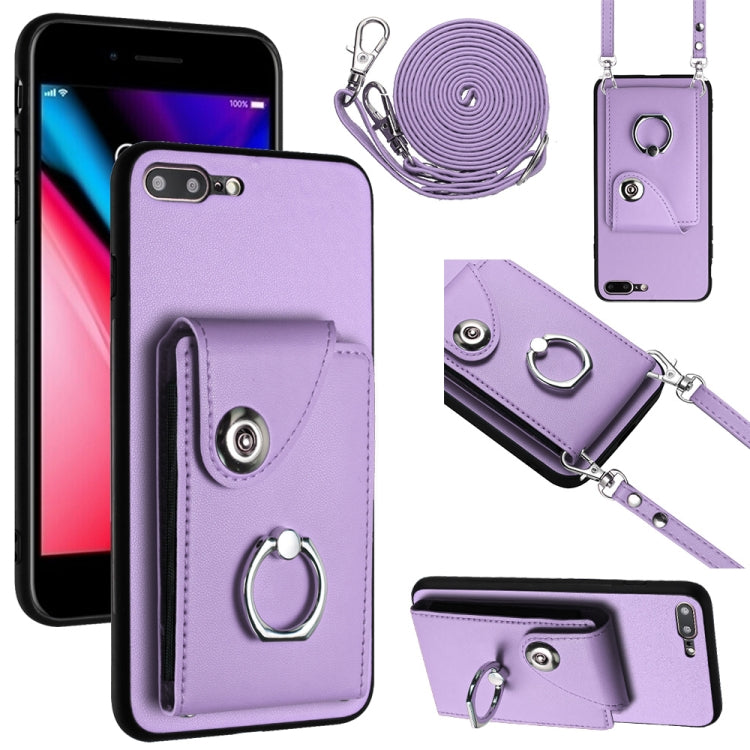 オルガンカードバッグリングホルダースマホケース 長いストラップ付き、iPhone 8 Plus / 7 Plus 用